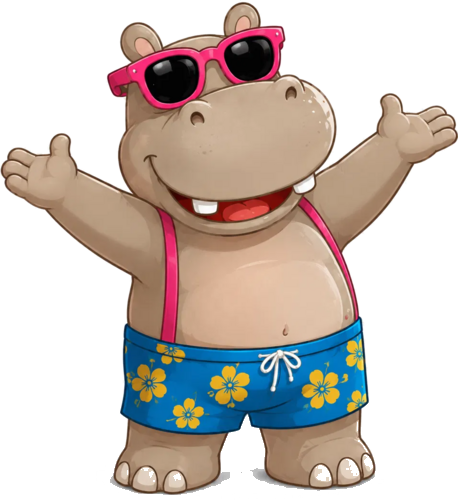 Pines Resort hippo mascot